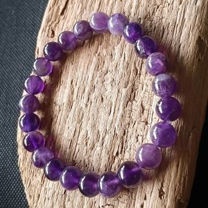 💜 Amethyst Stone Crystal Stretch Bead Bracelet Healing Purple